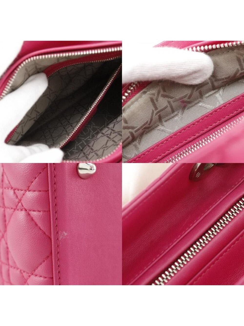 Dior Christian Cannage 2-Way Shoulder Leather Fuchsia - Picture 7 of 10